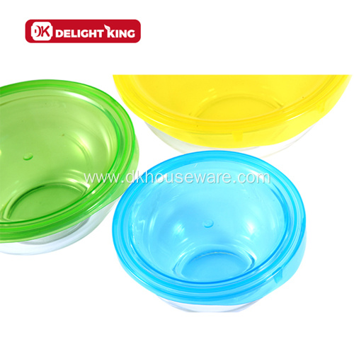 Plastic Lids 5pcs Glass Salad Bowl for Mixing